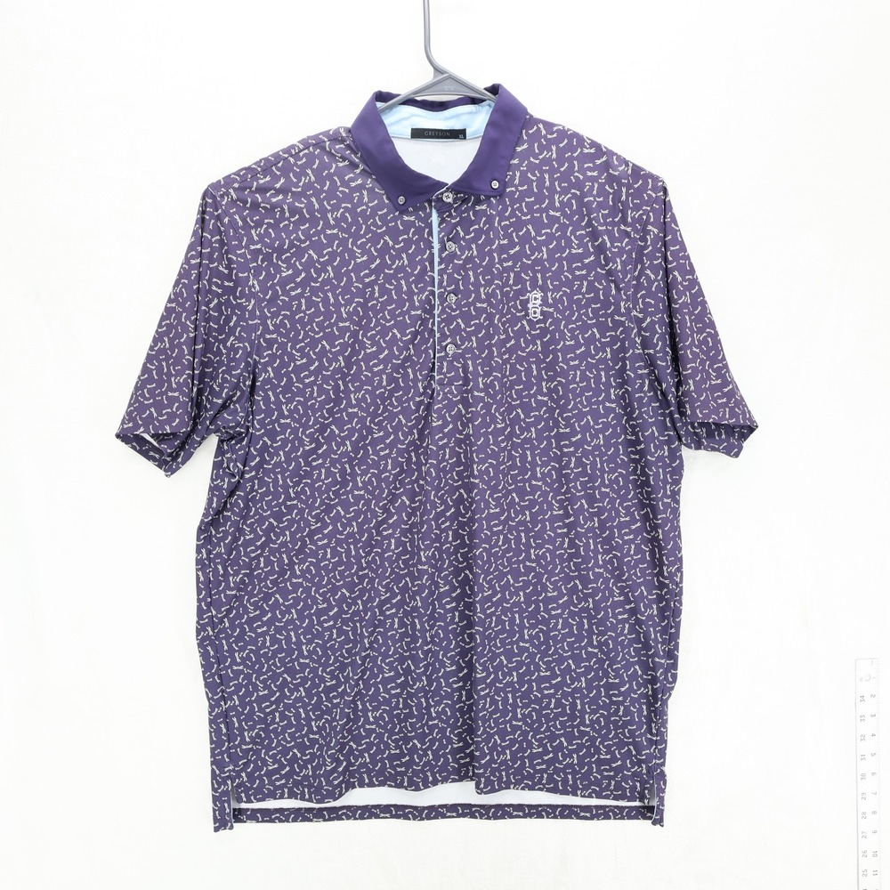 Greyson Mens XL Purple Dragonfly Print Performance Golf Polo Short Sleeve LOGO